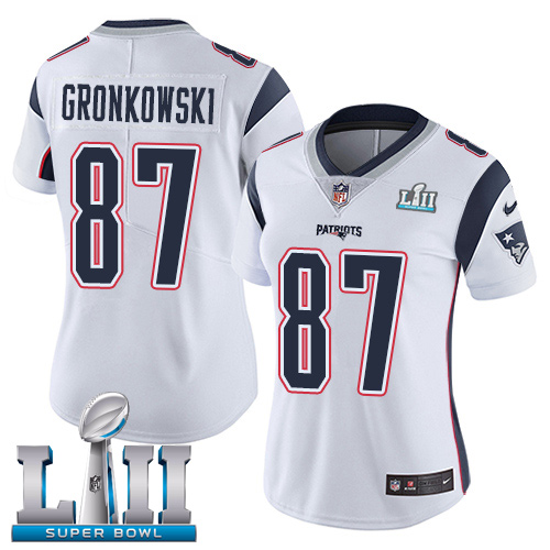 Nike Patriots #87 Rob Gronkowski White Super Bowl LII Women's Stitched NFL Vapor Untouchable Limited Jersey